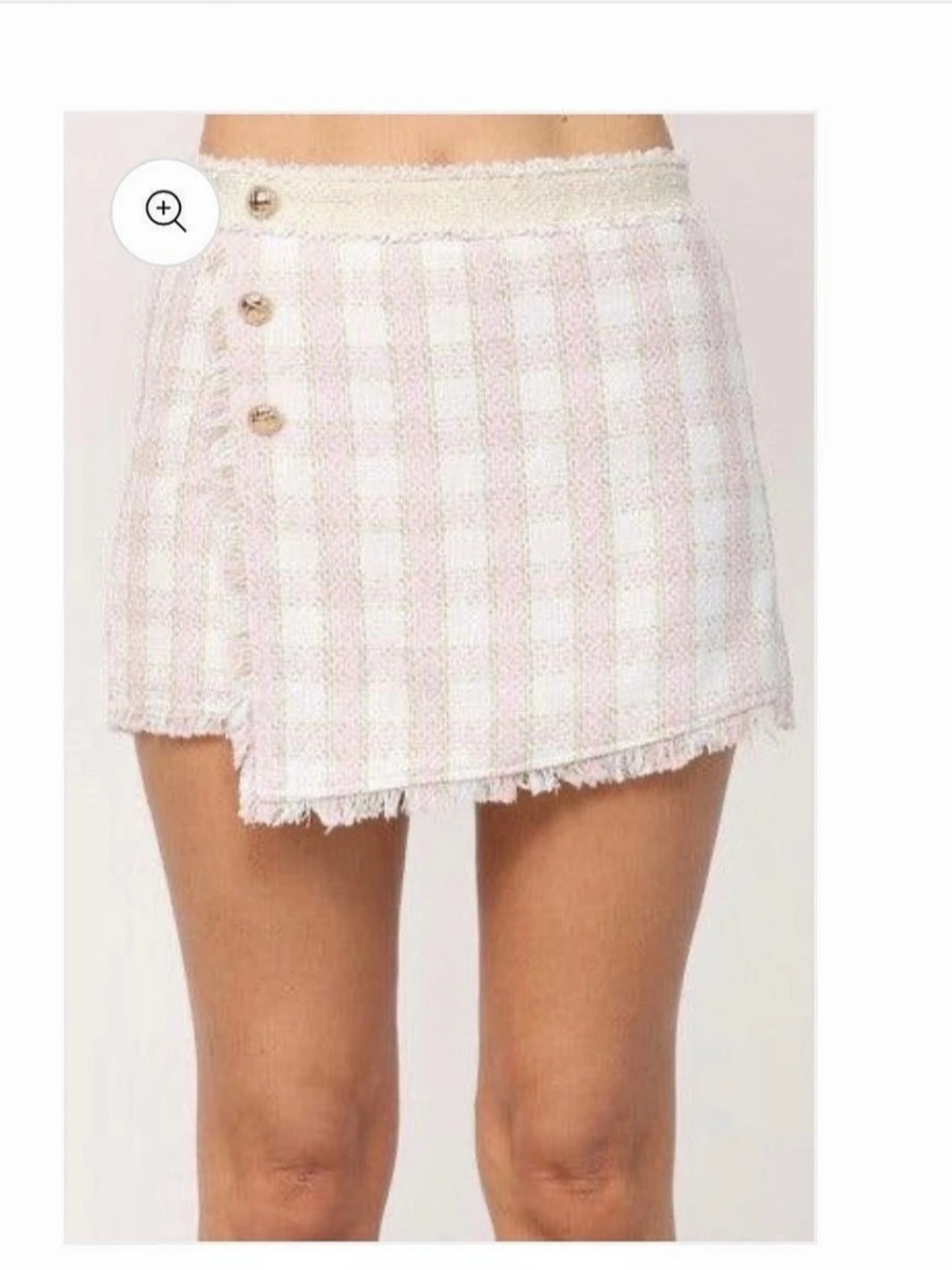 NBW Pink & White Plaid tweed checkered skort